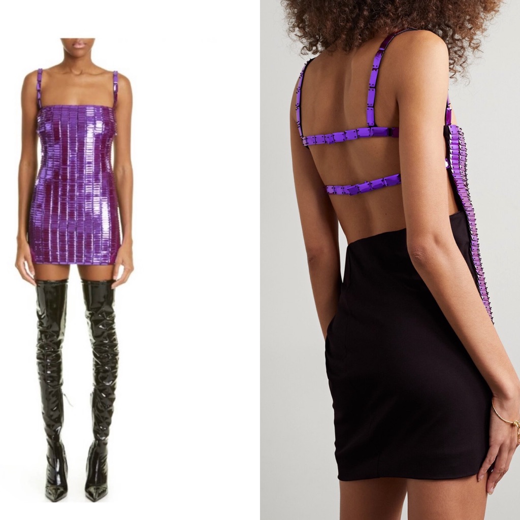 The Attico Rue Open-Back Embellished Stretch-Jersey Mini Dress - Purple